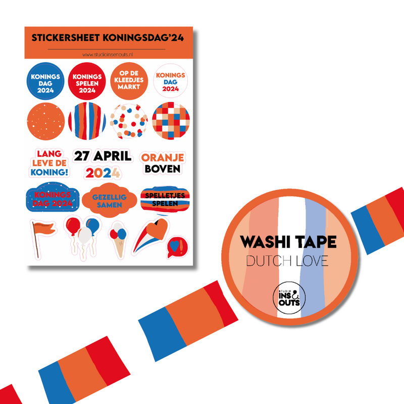 Set of sticker sheet &amp; washi tape | King's Day