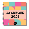 Jaarboek 2026 | Invulboek 2026 | Fotoboek Jaarboek | Vlakken Mintgroen Geel Roze