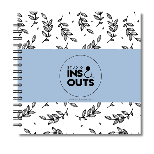 Plakboek Op Maat | Fotoboek Eigen Tekst | Gepersonaliseerd Scrapbook | Vierkant 21x21cm | Botanical Blauw