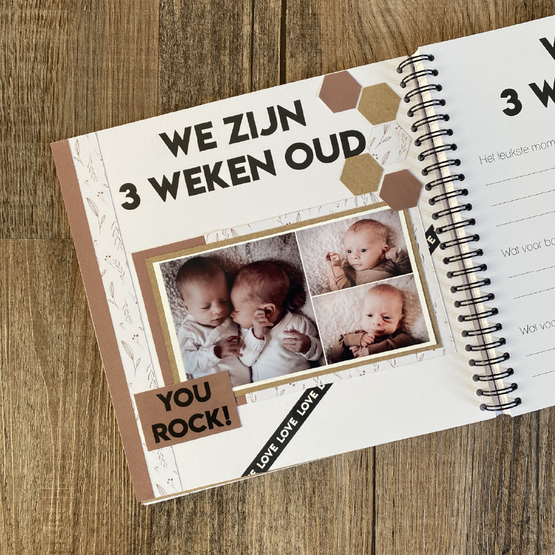 Fill-in book for twin babies our first year | sand